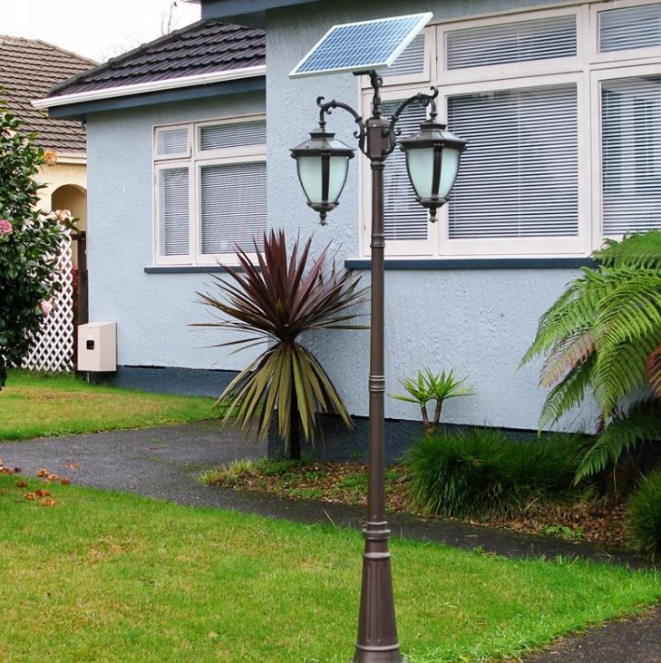 Aluminium- alloy antique- Dekoratioun- Garden, Solar LED- lamp post, Courtyard- lamppost