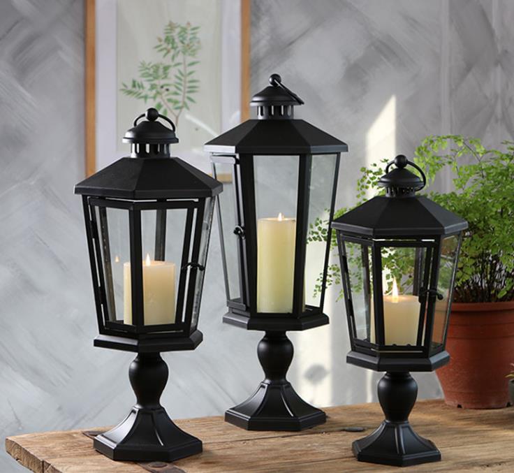 Amgaang- Dekoratioun benotzt Pedestal Lantern- Dekorativ Candle Lanterns